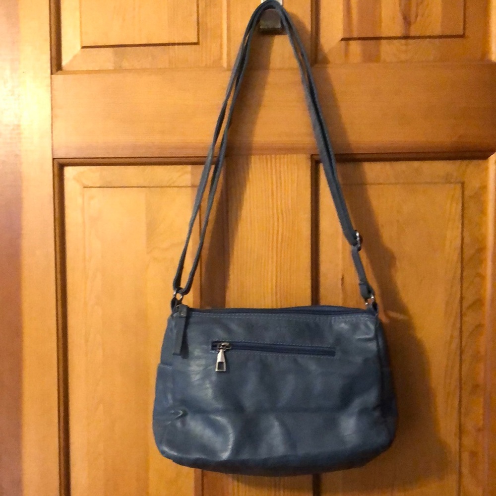 New blue leather shoulder bag